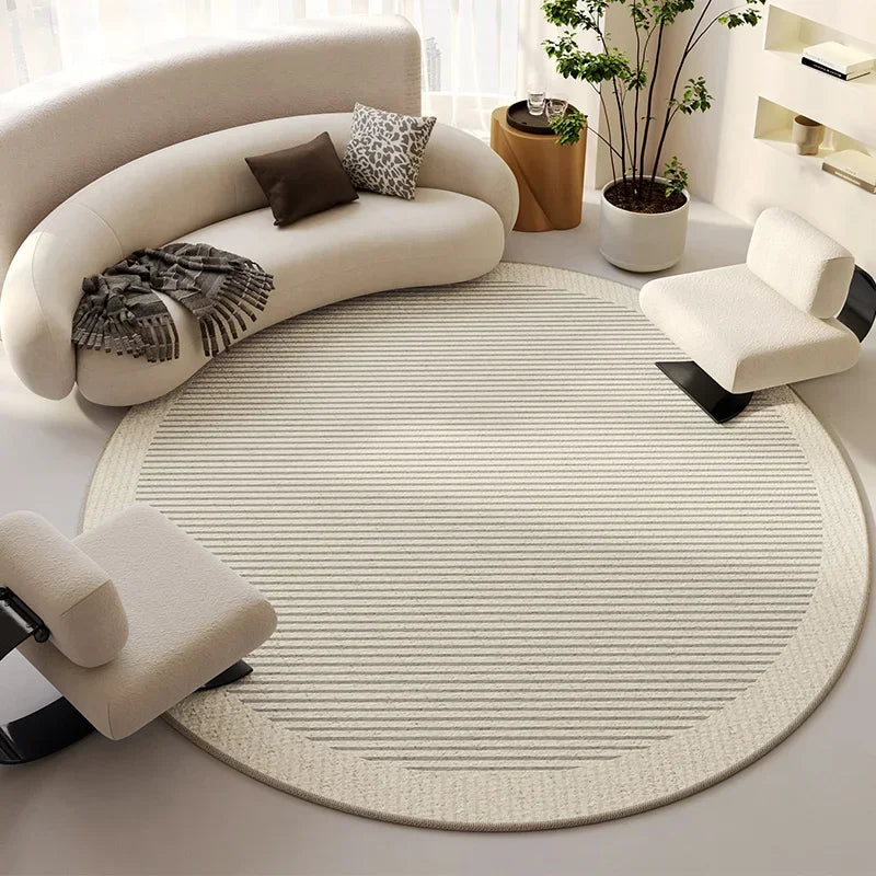 Round Beige Minimalist Rug