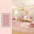 Pink Living Room Carpet Light Luxury High-end Persian Bedroom Bedside Rug Large Area Retro Velvet Floor Mat
