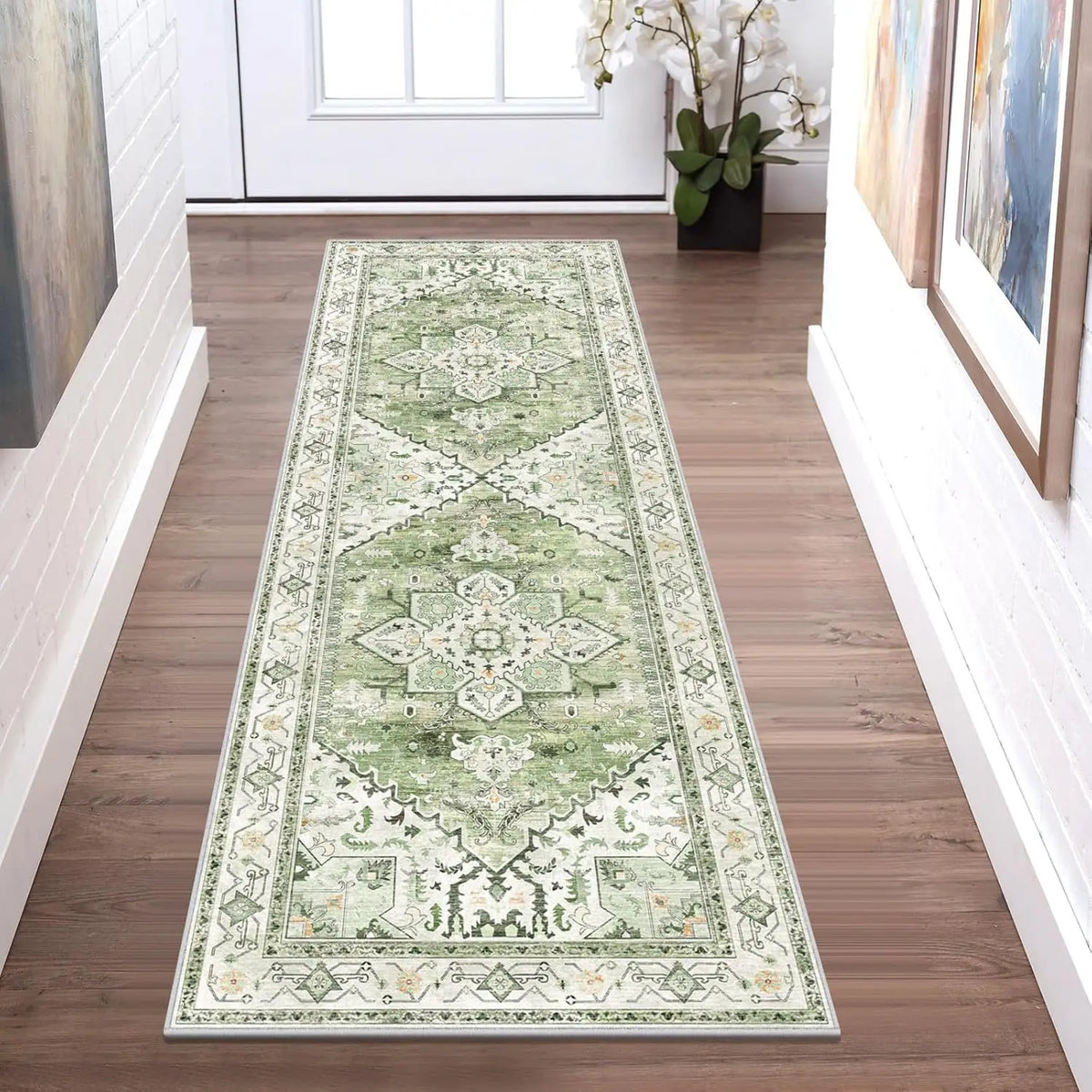 Persian Style Living Room Hall Carpet Long Hallway Corridor Rugs Non-slip Stairs Decor Runner Rug Kitchen Mat Size Customized