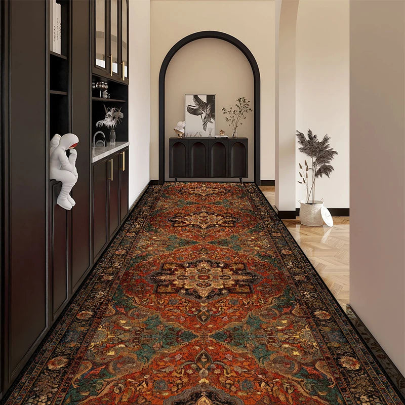 Bohemian Red Long Corridor Carpet Luxury Persia Decoration Hallway Rug Non-slip Easy Cleaning Floor Mat Stairway Runners Carpets