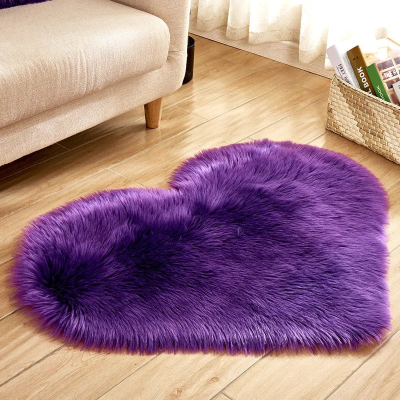 Heart-Shaped Plush Accent Rug