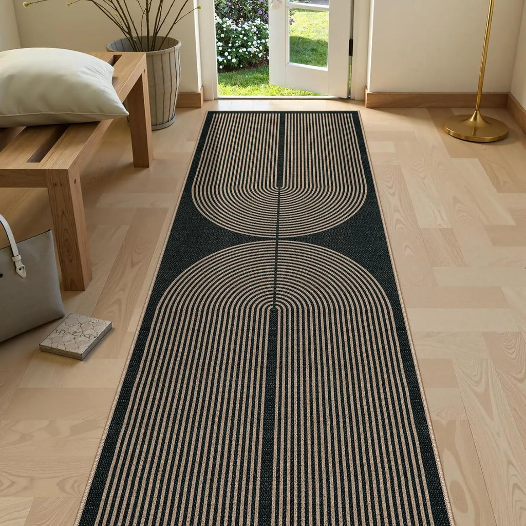 Minimalist Ripple Pattern Runner Rug
