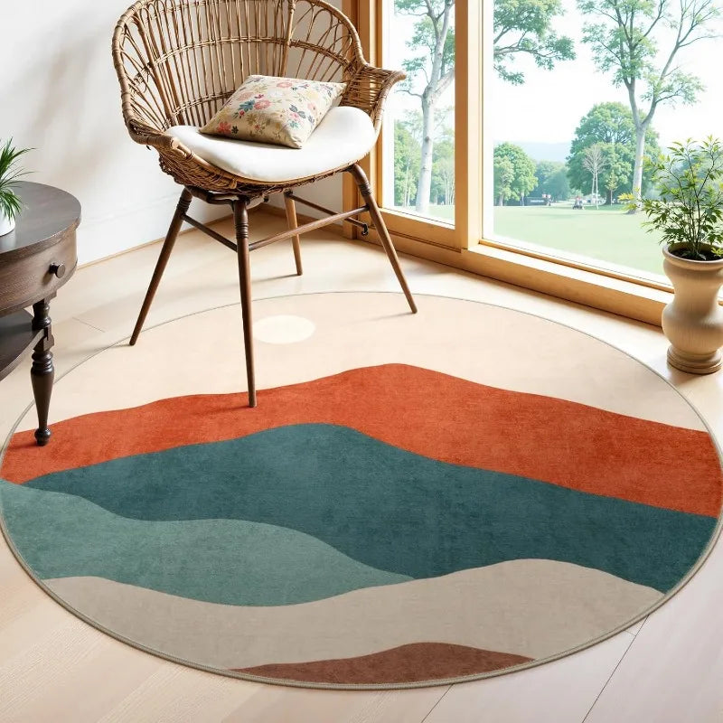 Green Mountain Landscape Round Rug