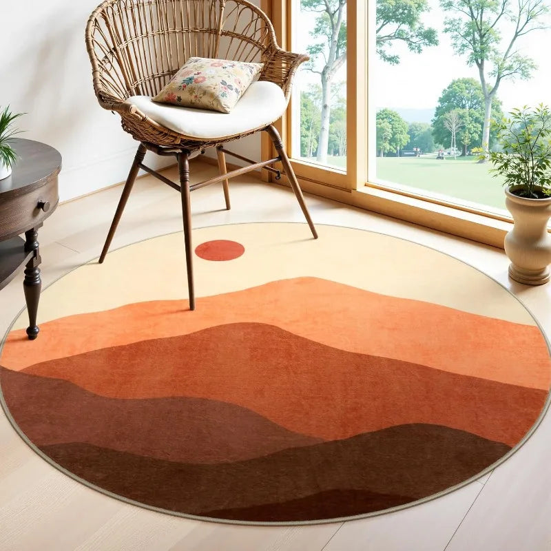 Green Mountain Landscape Round Rug