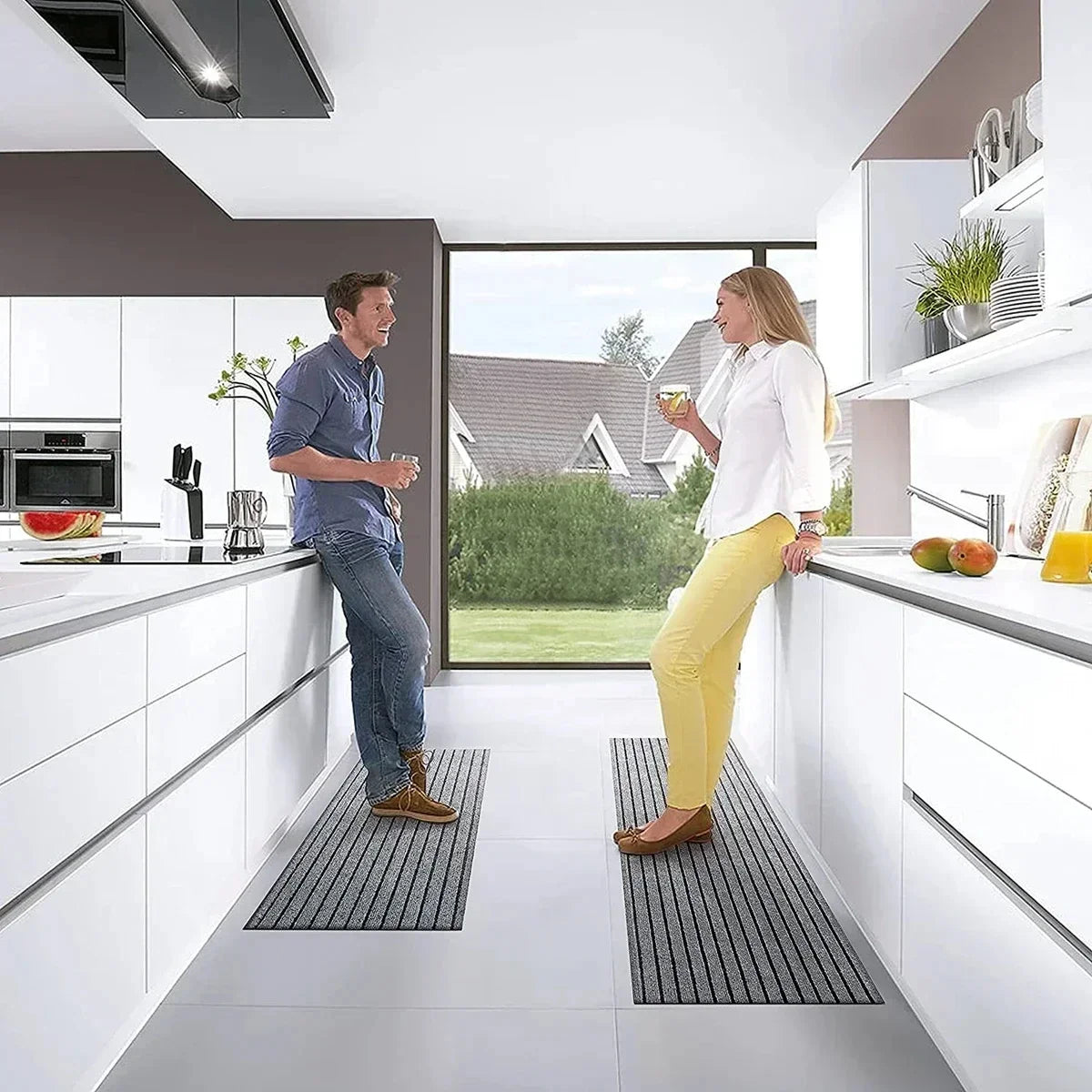 Striped Absorbent Kitchen & Entryway Mat