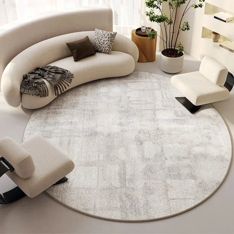 Round Beige Minimalist Rug