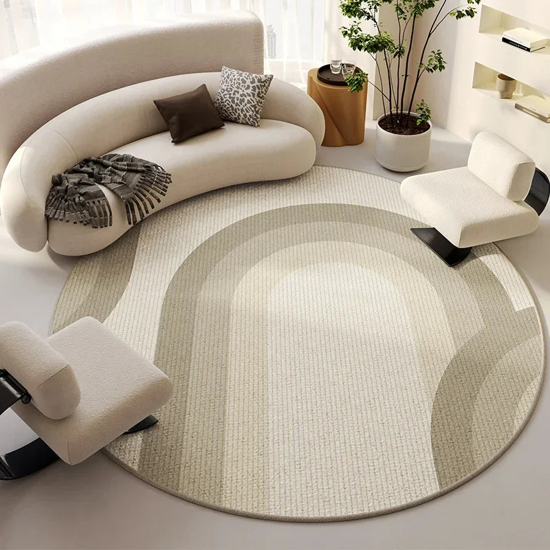 Round Beige Minimalist Rug