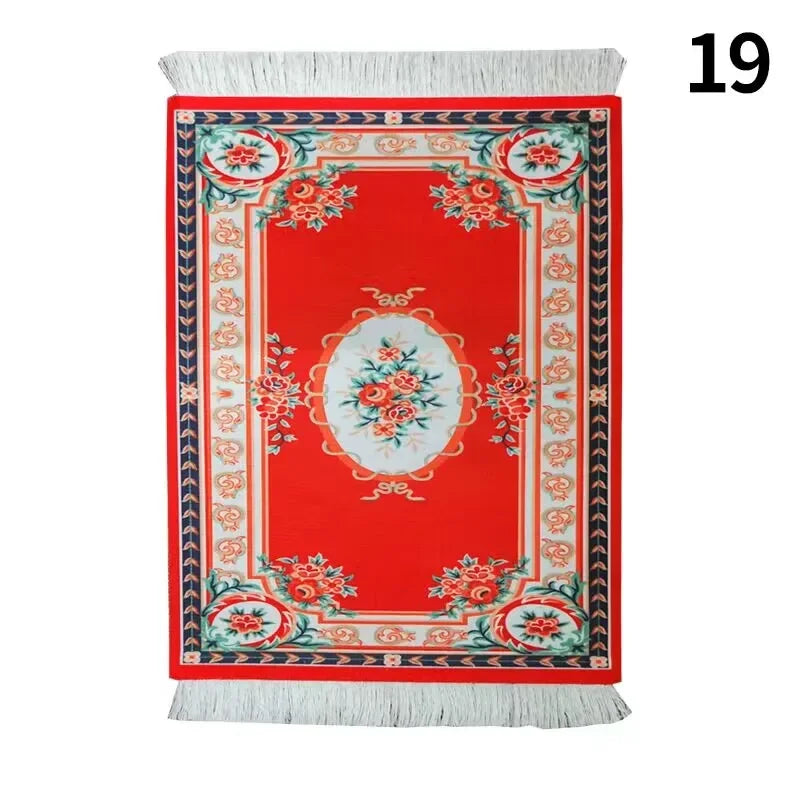 Hot Persian Mini Woven Rug Mat Mousepad Carpet Pattern Cup Mouse Pad with Fring Retro Style Home Office Table Decor Craft