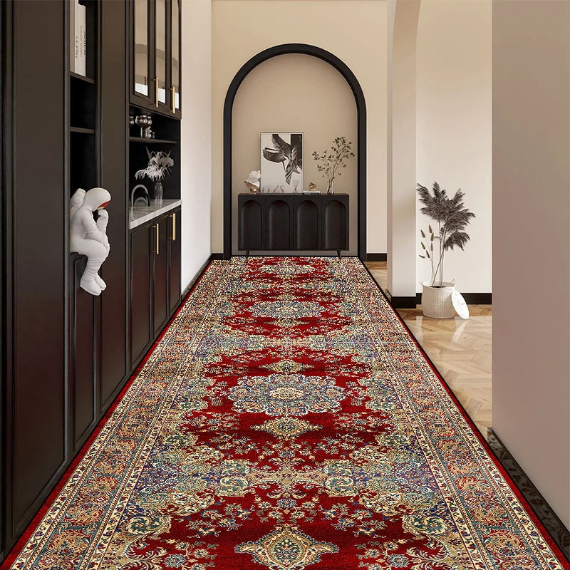 Bohemian Red Long Corridor Carpet Luxury Persia Decoration Hallway Rug Non-slip Easy Cleaning Floor Mat Stairway Runners Carpets