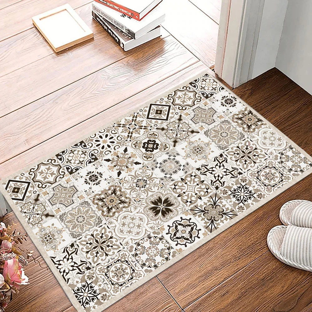 VIKAMA Vintage Persian Style Living Room Carpet Machine Washable Washable Floor Mat Light and Comfortable Bedroom Bedside Rugs