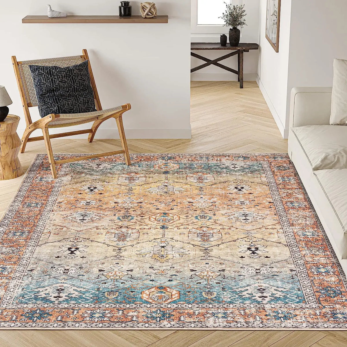 VIKAMA Vintage Persian Large Carpet Living Room Home Decoration Sofa End Table Area Blanket Bedroom Study Dining Room Floor Mat