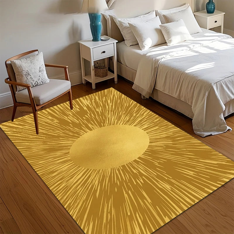 Gold Sunburst Persian Medallion Rug