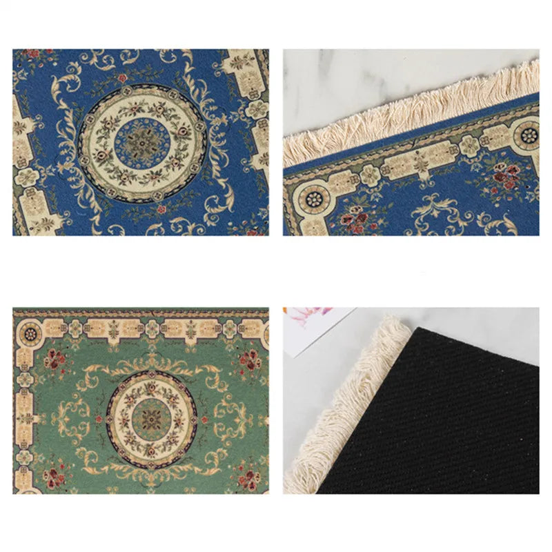 Hot Persian Mini Woven Rug Mat Mousepad Carpet Pattern Cup Mouse Pad with Fring Retro Style Home Office Table Decor Craft