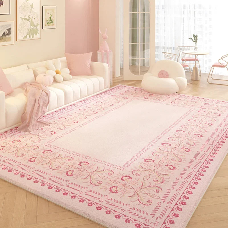 Pink Floral Plush Rug