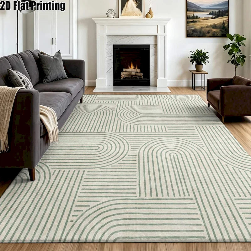 VIKAMA Green & Beige Mid-Century Rug