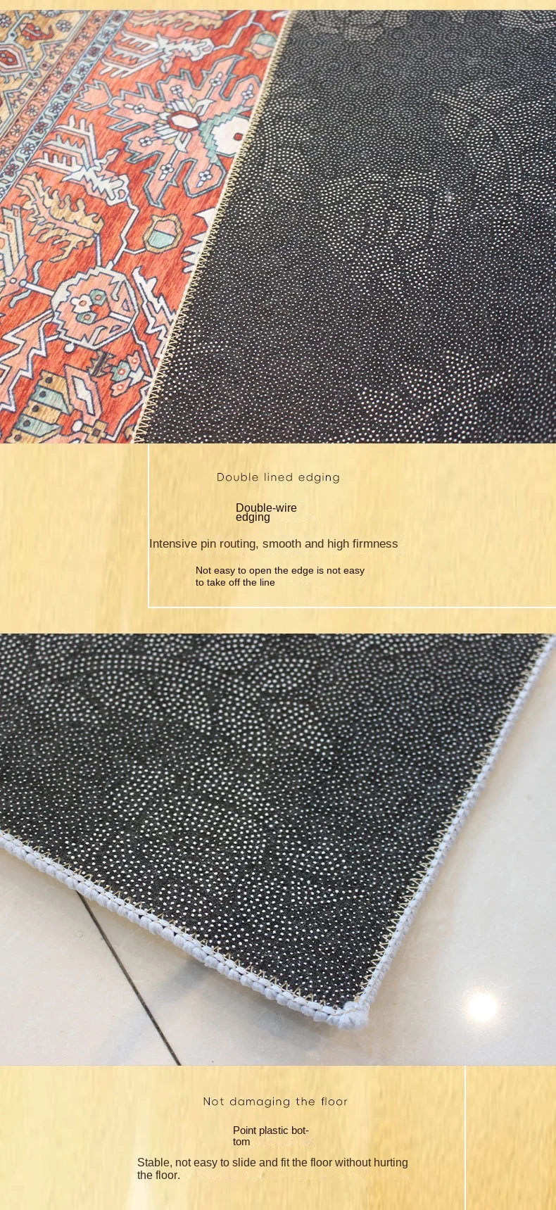 VIKAMA Vintage Persian Large Carpet Living Room Home Decoration Sofa End Table Area Blanket Bedroom Study Dining Room Floor Mat