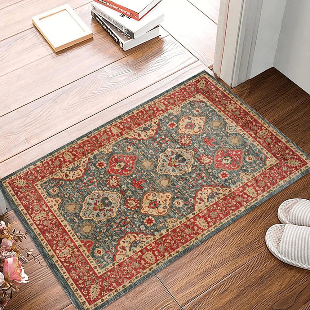 VIKAMA Vintage Persian Style Living Room Carpet Machine Washable Washable Floor Mat Light and Comfortable Bedroom Bedside Rugs
