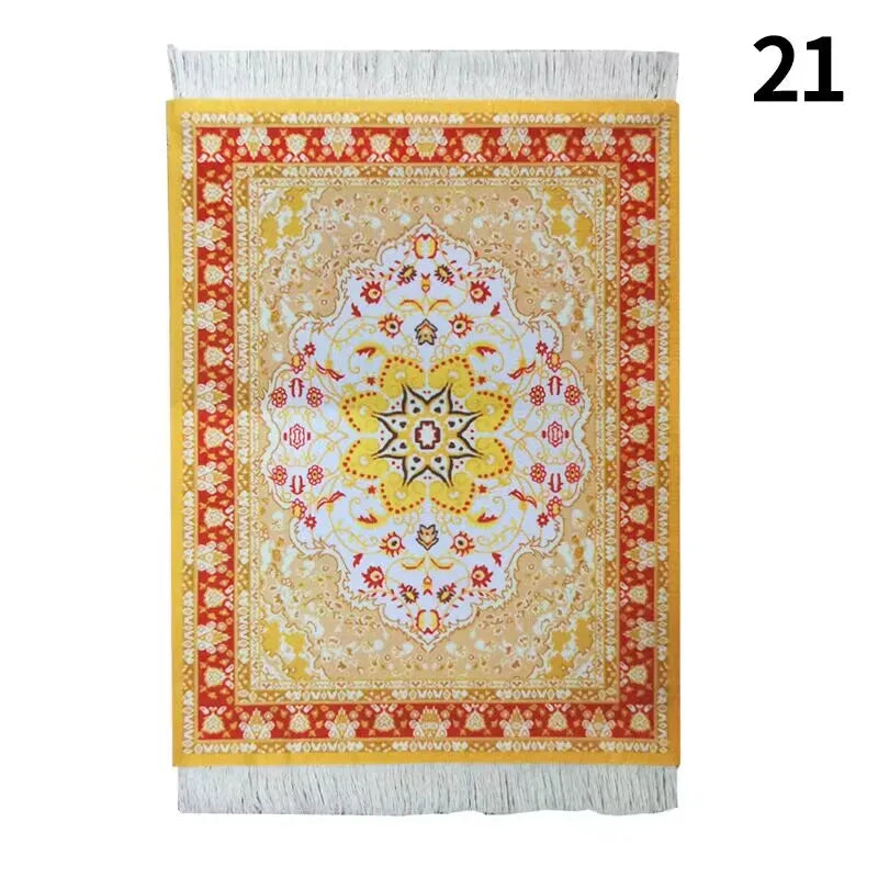 Hot Persian Mini Woven Rug Mat Mousepad Carpet Pattern Cup Mouse Pad with Fring Retro Style Home Office Table Decor Craft