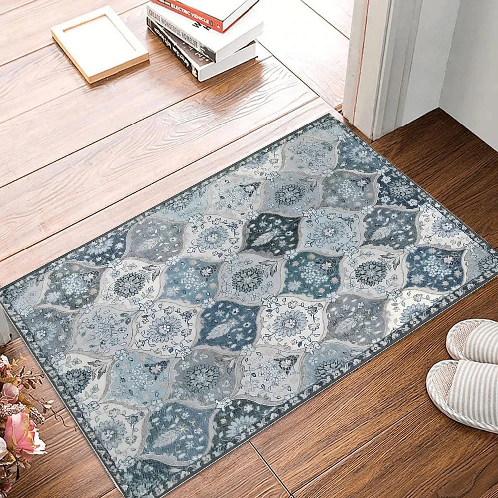 VIKAMA Vintage Persian Style Living Room Carpet Machine Washable Washable Floor Mat Light and Comfortable Bedroom Bedside Rugs