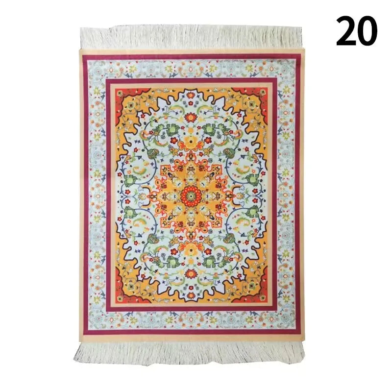 Hot Persian Mini Woven Rug Mat Mousepad Carpet Pattern Cup Mouse Pad with Fring Retro Style Home Office Table Decor Craft