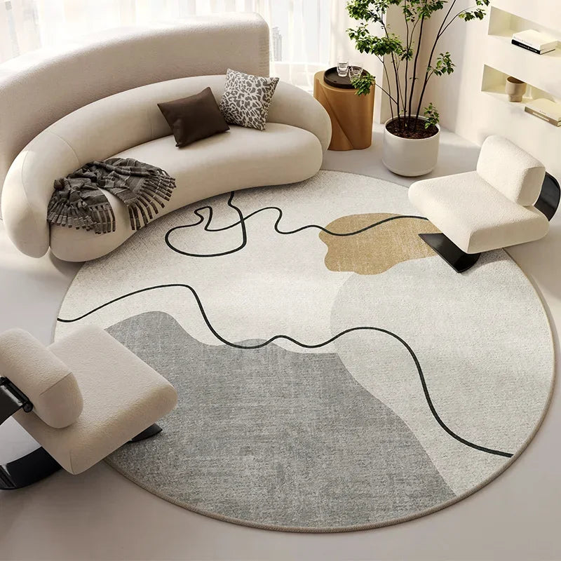 Round Beige Minimalist Rug